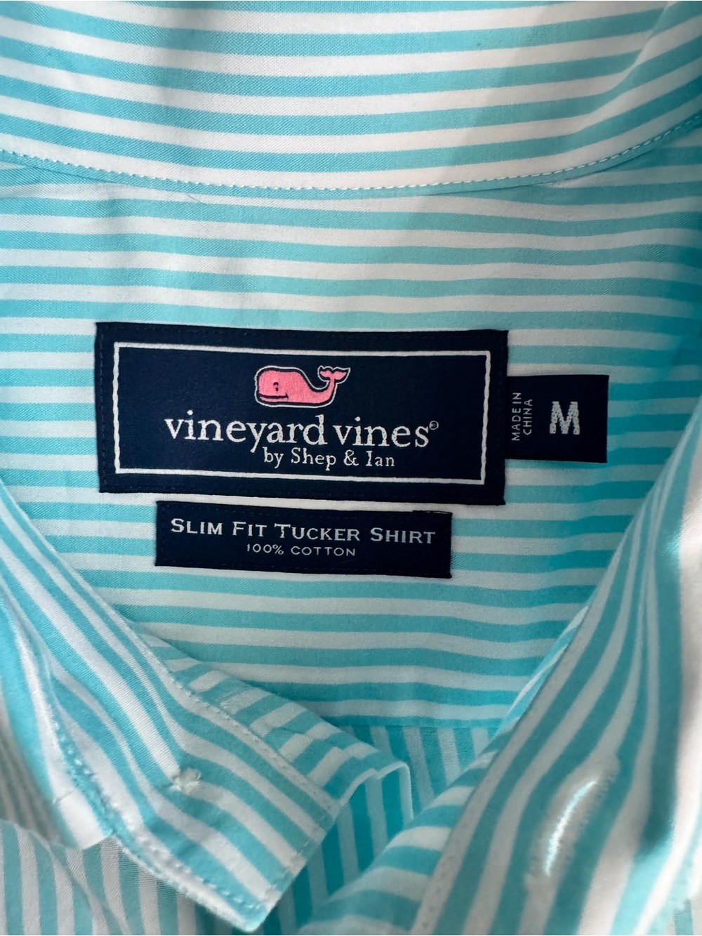 Vineyard Vines Men’s Slim Fit Tucker Shirt Turquoise/White Stripe Button Down, M - Picture 4 of 8